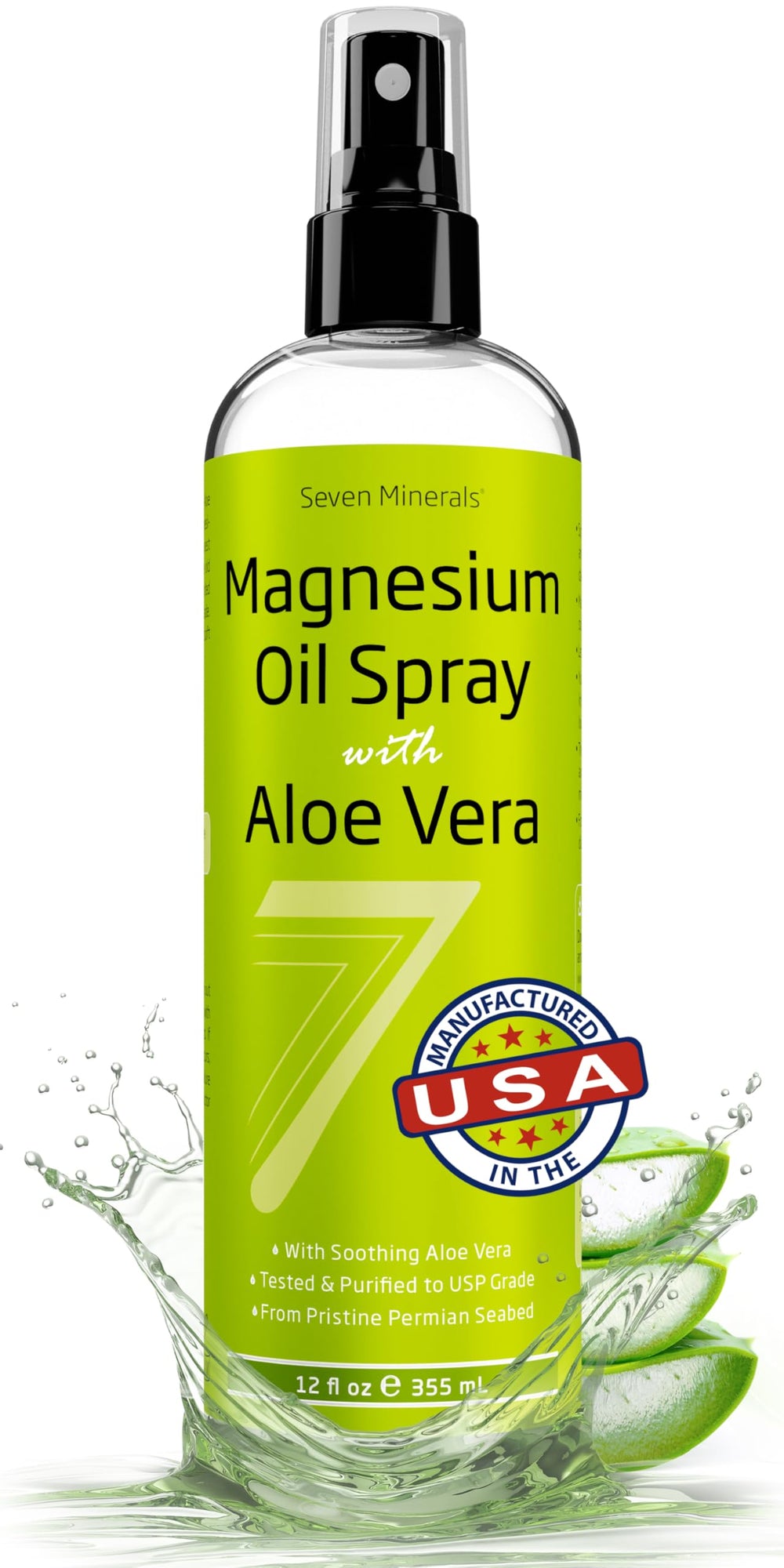 Seven Minerals magnesium oil spray with aloe vera for gentle soothing application