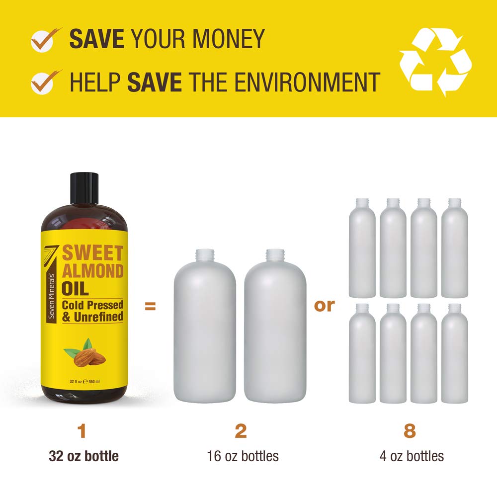 Seven Minerals Sweet Almond Oil on-hair use to nourish and shine.