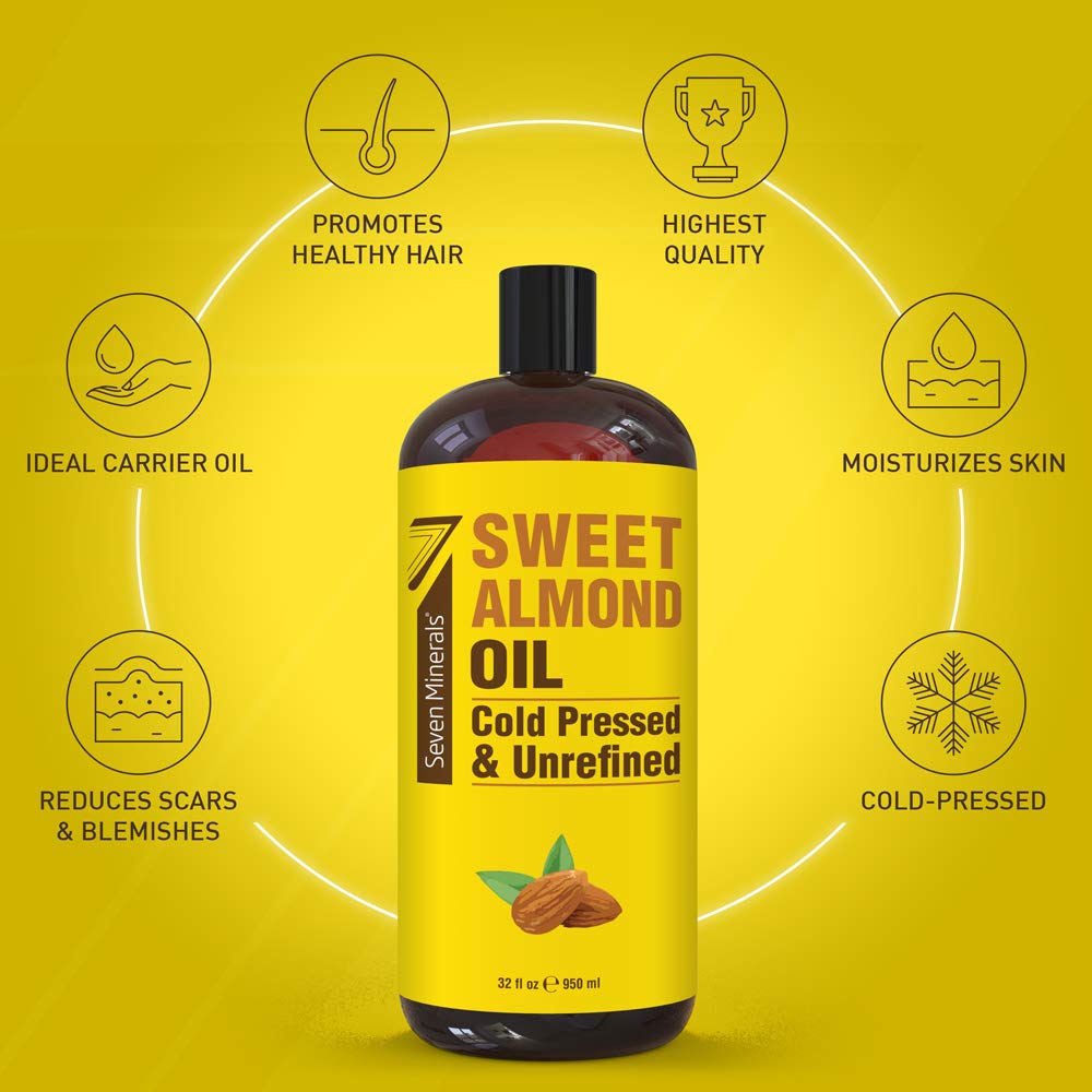 Seven Minerals Sweet Almond Oil pour for easy, mess-free application.