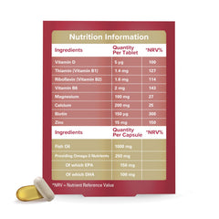 Seven Seas Perfect7 Woman back-of-box details ingredients and benefits.