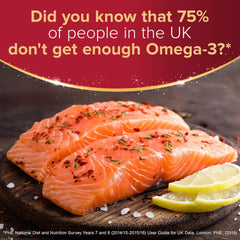 Omega-3 capsules image highlights Seven Seas Ocean Gold Promise.