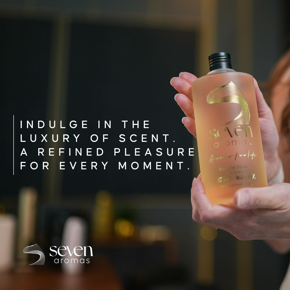 SevenAromas Base notes woods musk add depth and lasting comfort.