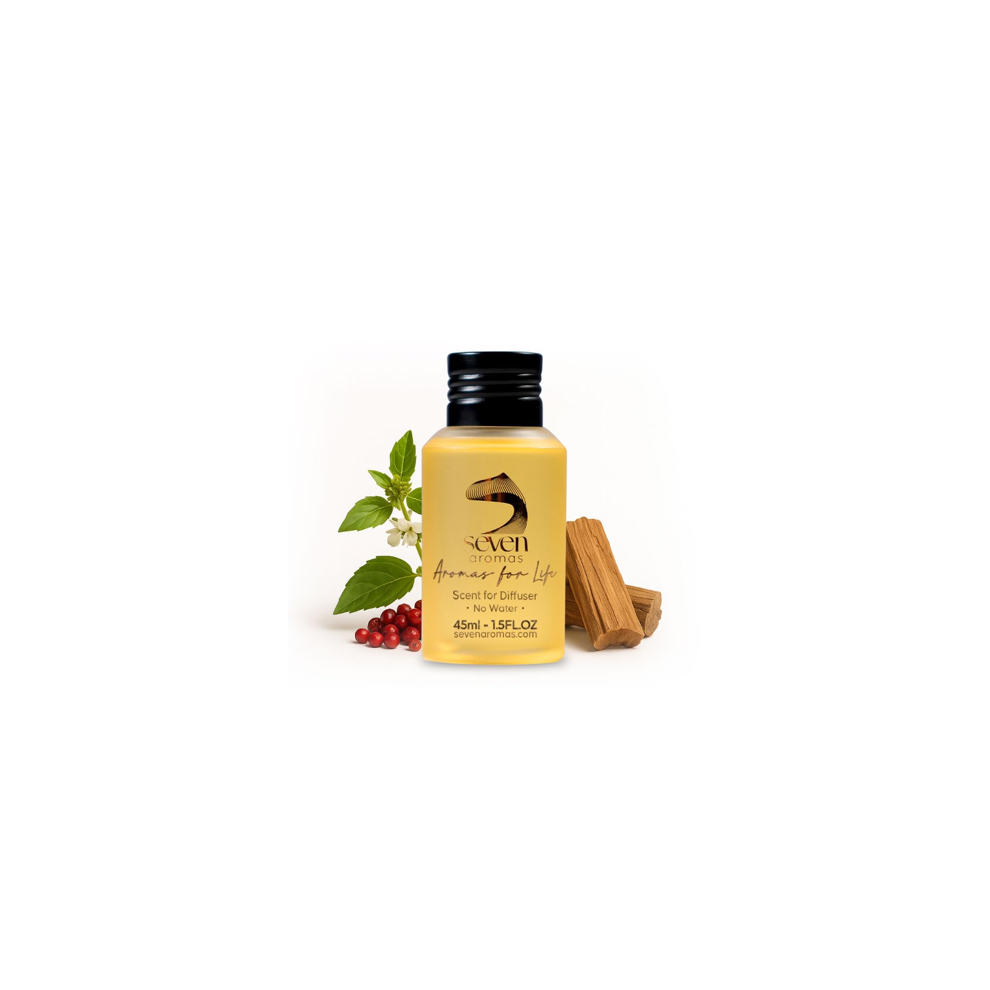 SevenAromas Santal Blanc diffuser bottle close-up for premium hotel ambience