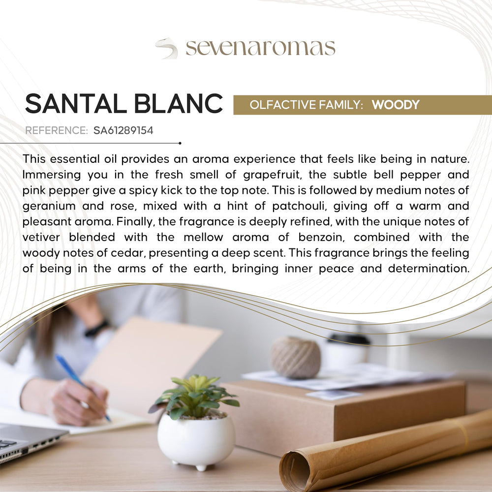 SevenAromas Santal Blanc top notes of citrus and green accords brighten guest rooms