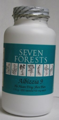 Seven Forests Albizzia9 tablets bottle—calming shen and balancing qi.