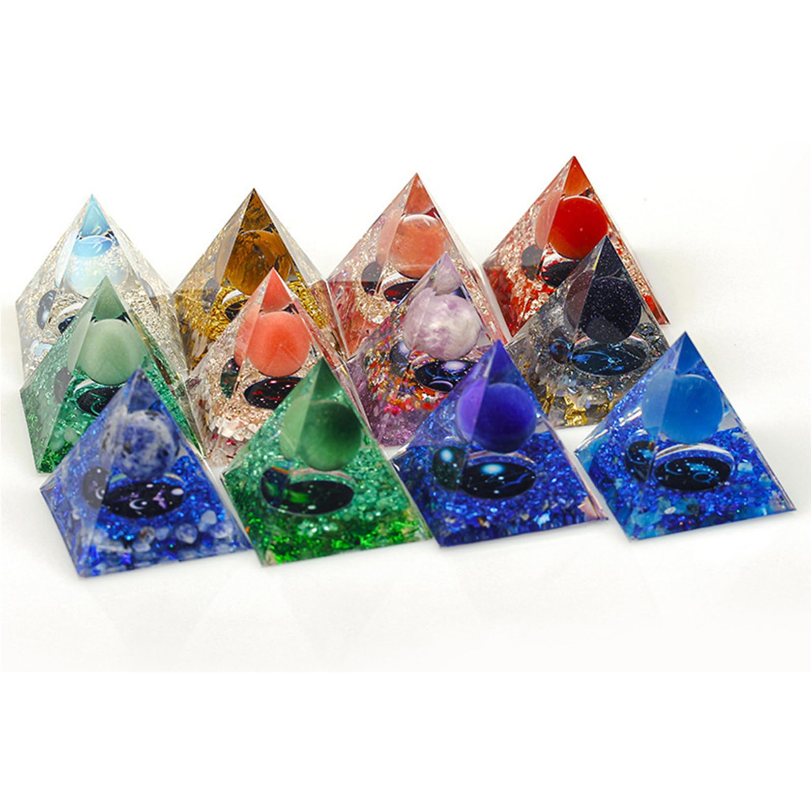 SEVNPRIME blue constellation orgonite pyramid on office desk for focus