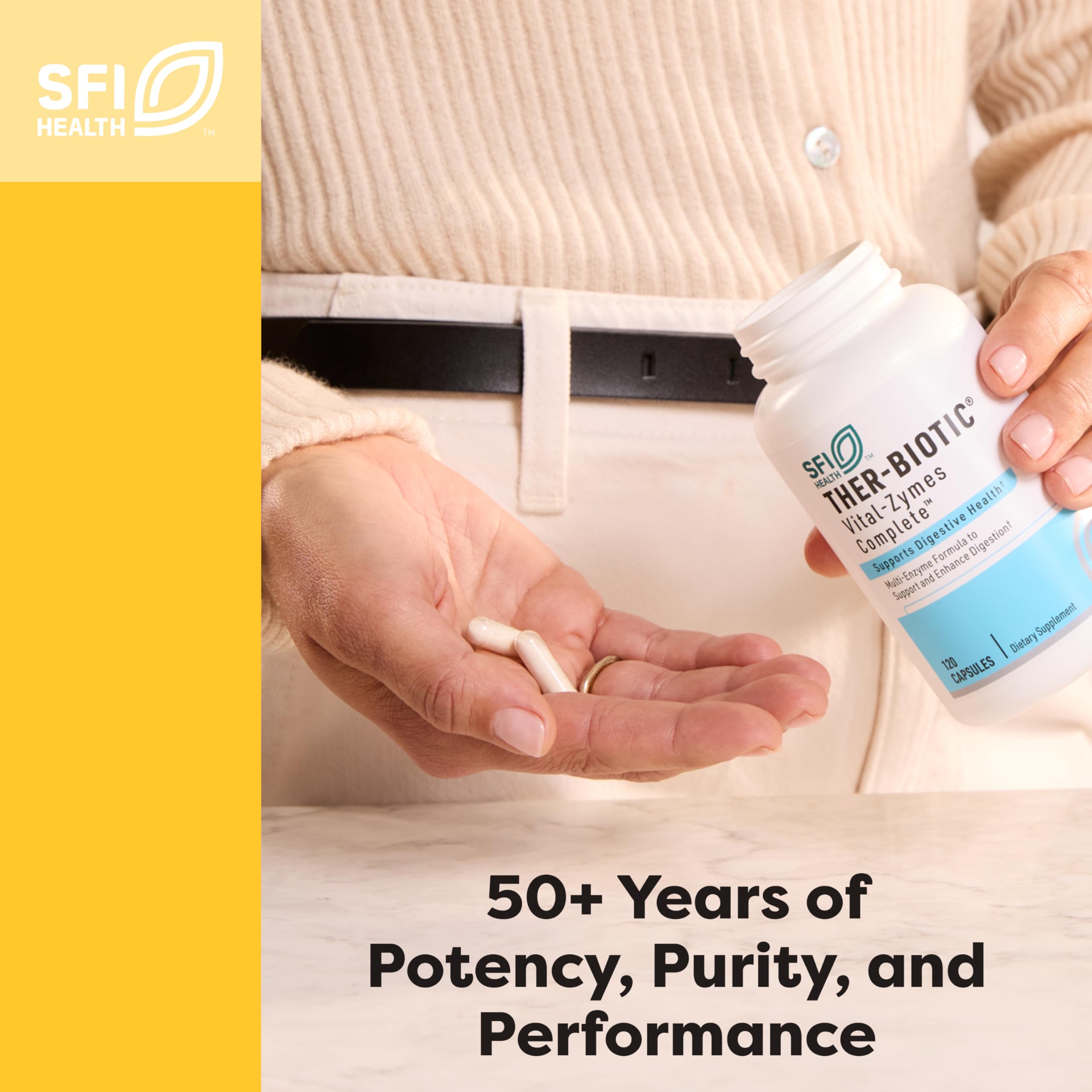 SFI Health Active B Complex capsule next to water for daily use.