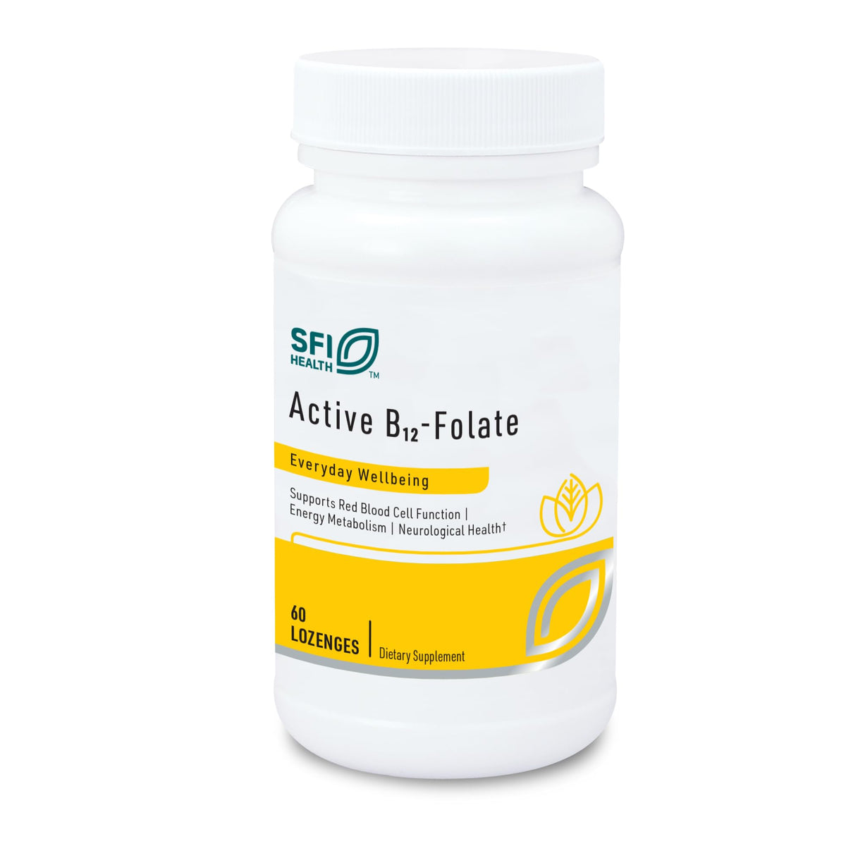 SFI Health Active B12 + Folate lozenge bottle for easy daily use.
