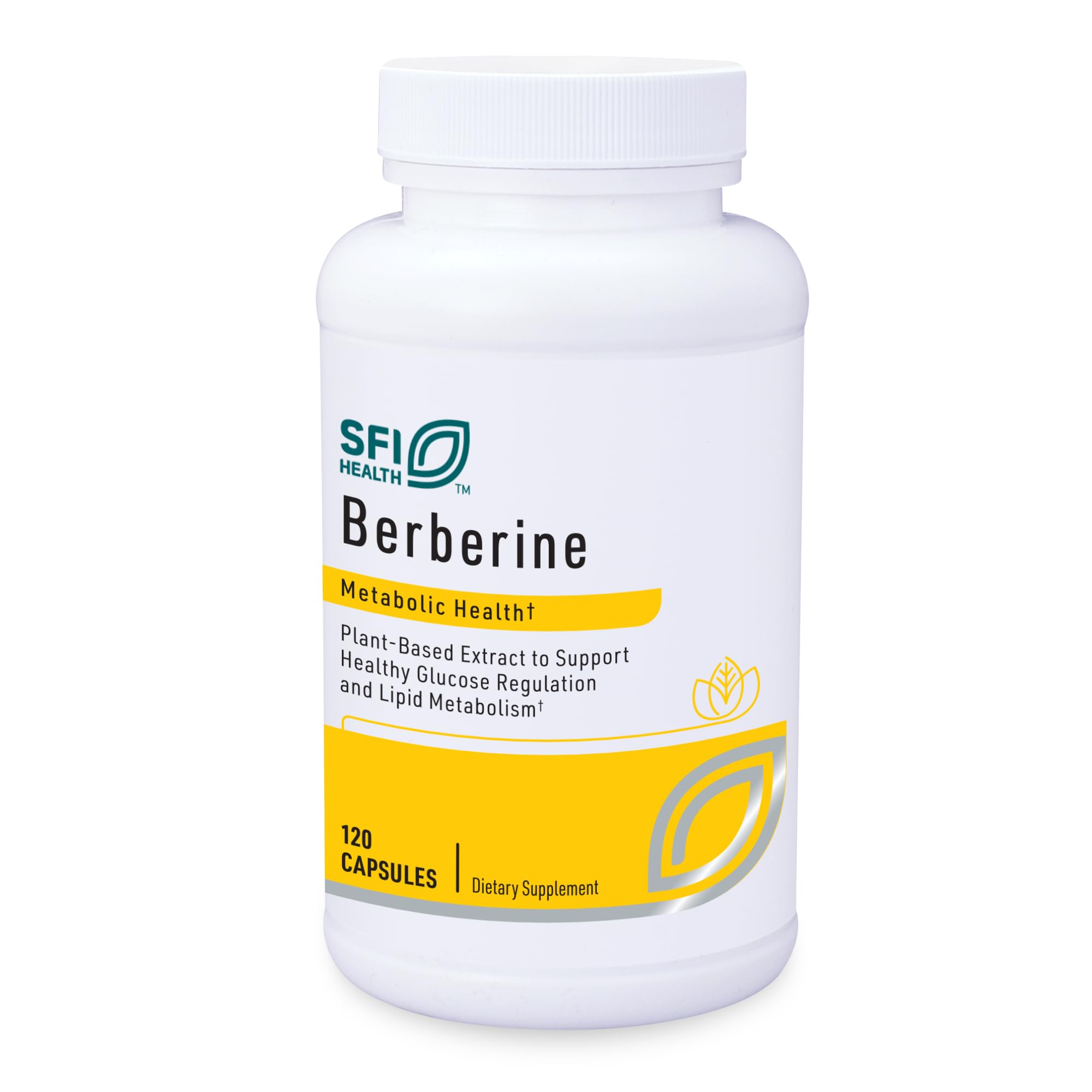 SFI Health Klaire Berberine HCI 500mg bottle shown for daily wellness use and potential lipid support