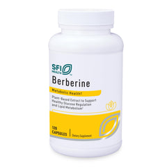 SFI Health Klaire Berberine HCI 500mg bottle shown for daily wellness use and potential lipid support