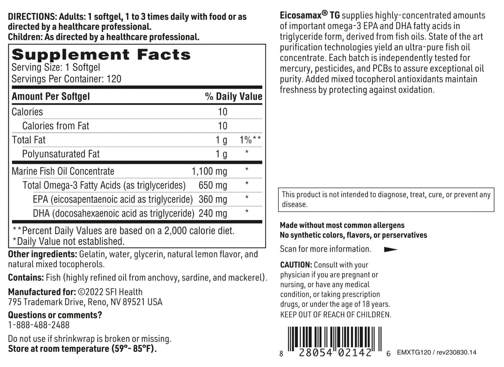 SFI Health Eicosamax advanced distillation for purity