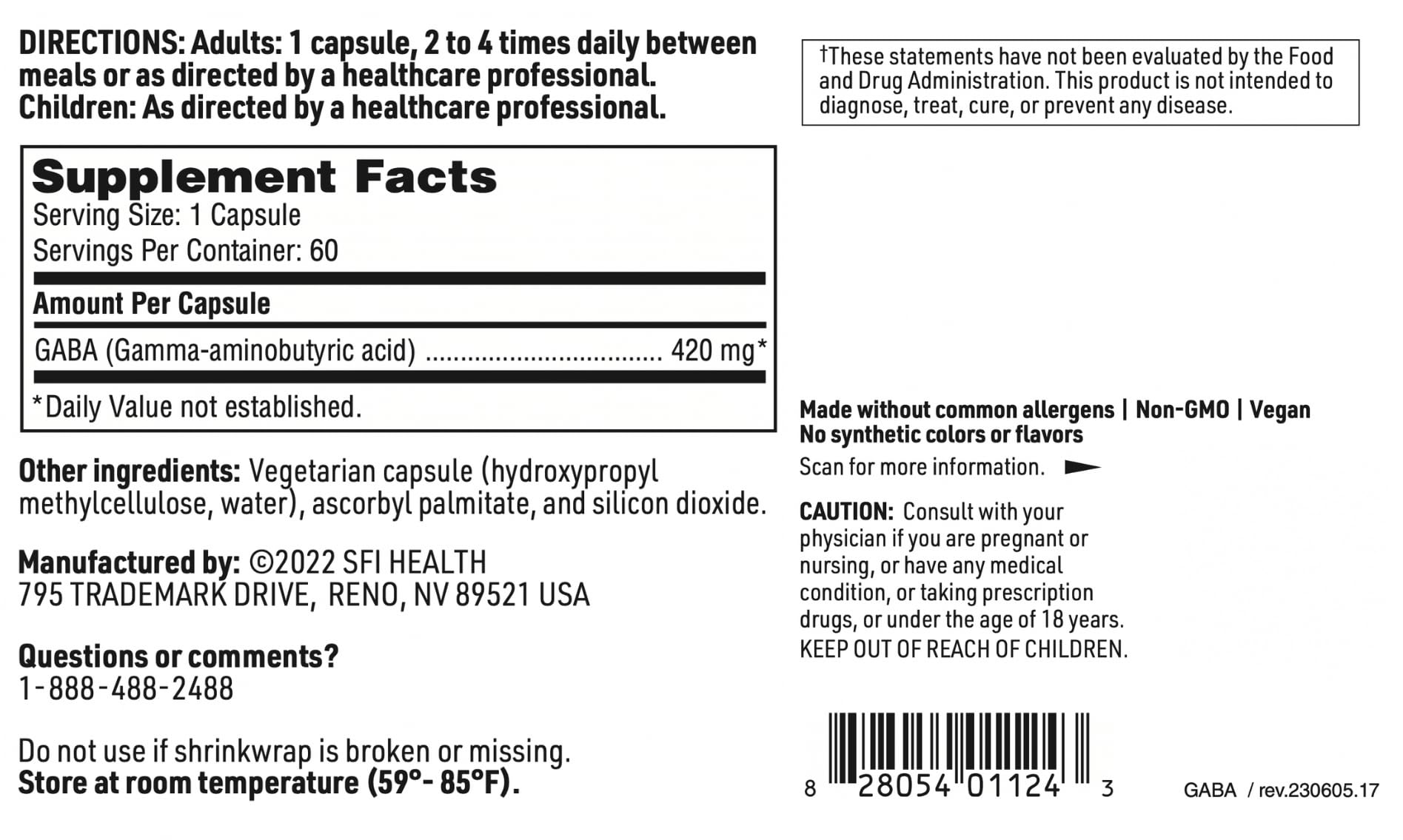 SFI Health Klaire Labs GABA packaging with healthcare professional icon.