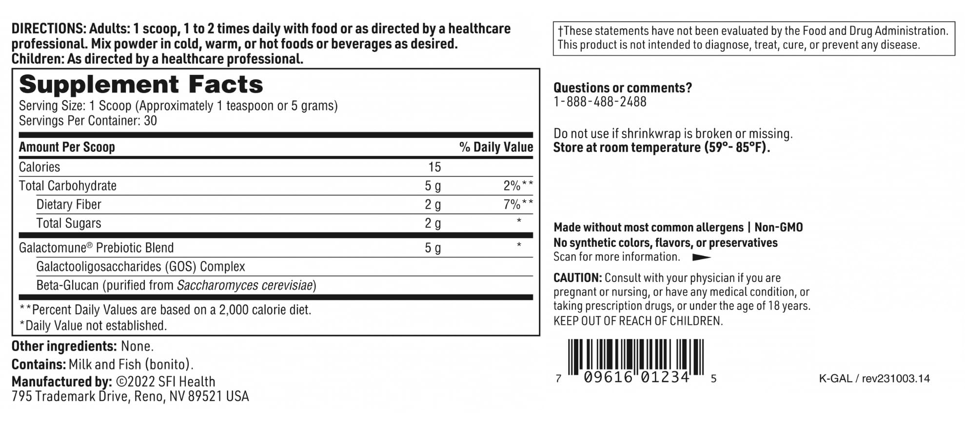 Close-up of Galactomune Powder ingredients GOS and beta-glucan