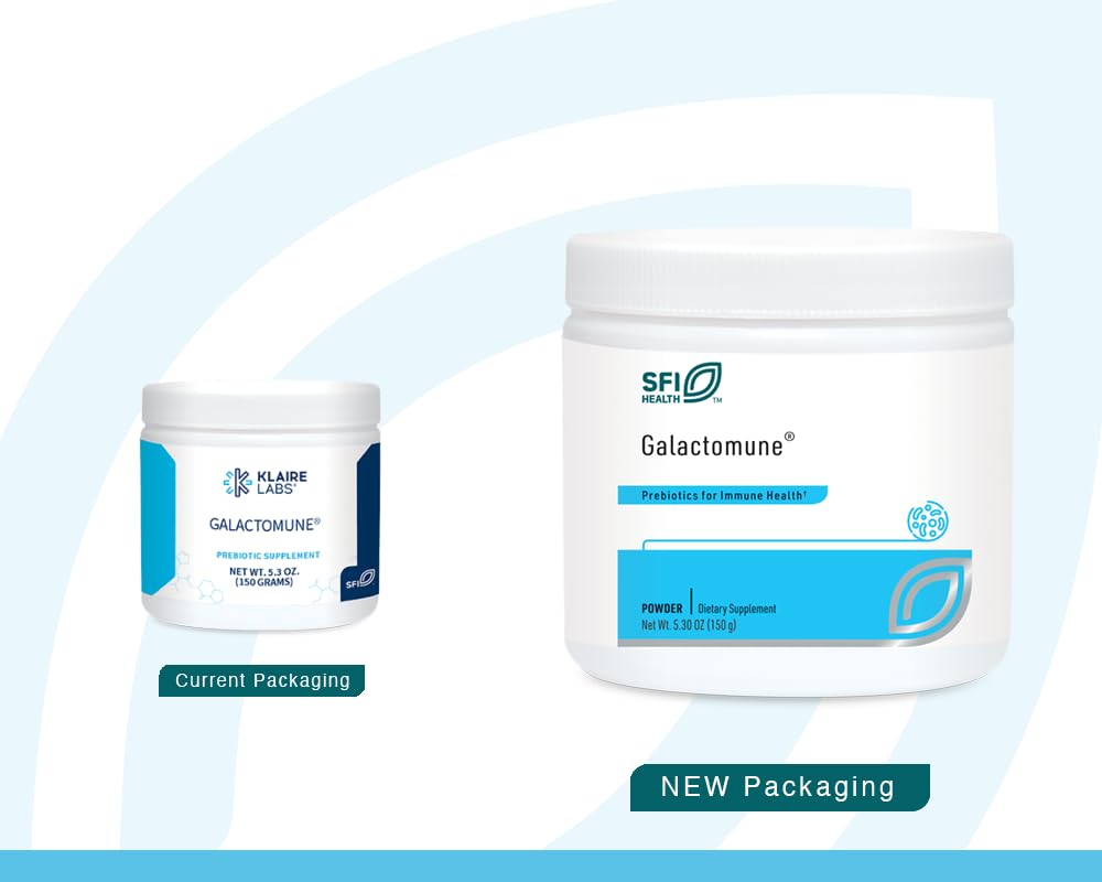 Klaire Labs Galactomune Powder packaging close-up showing ingredients