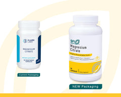 SFI Health Klaire Labs bottle label shows high bioavailability magnesium citrate for brain and nerves.