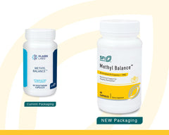 SFI Health Klaire Labs Methyl Balance bottle label shows active folate and B vitamins.