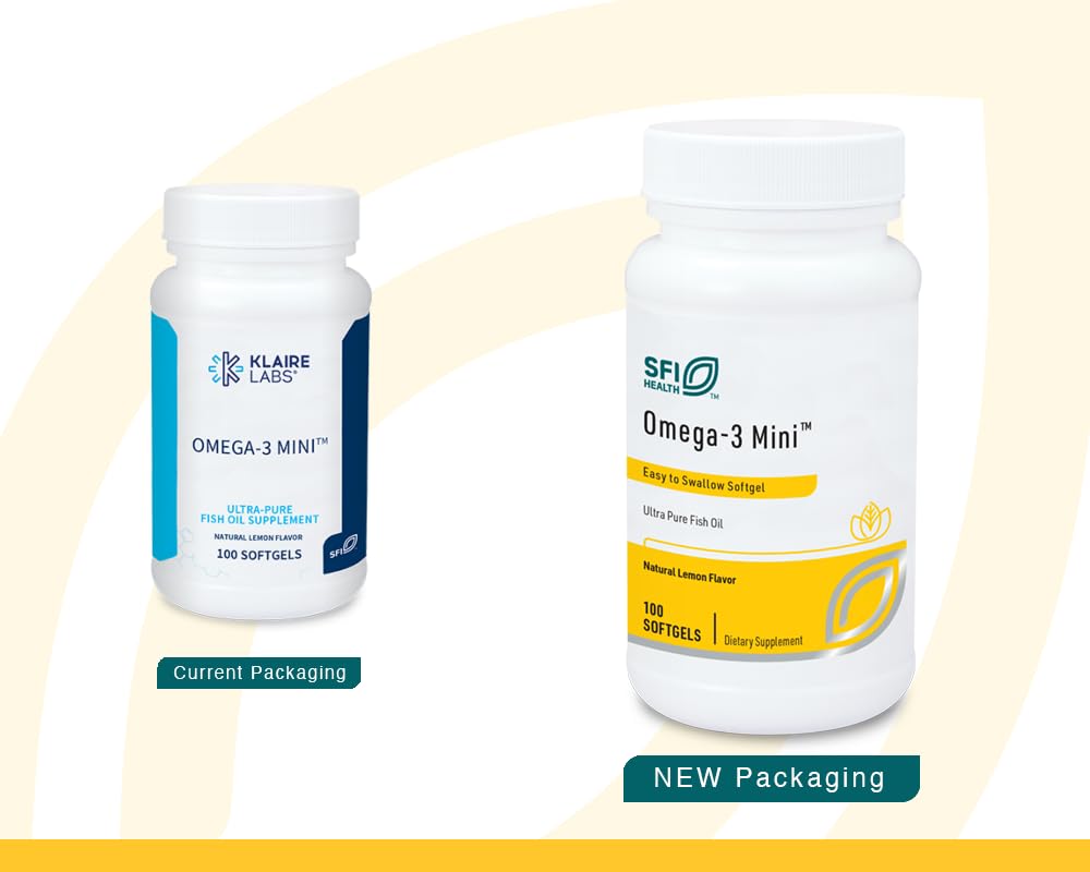 SFI Health Klaire Labs Omega-3 Mini softgel closeup showing compact capsule design