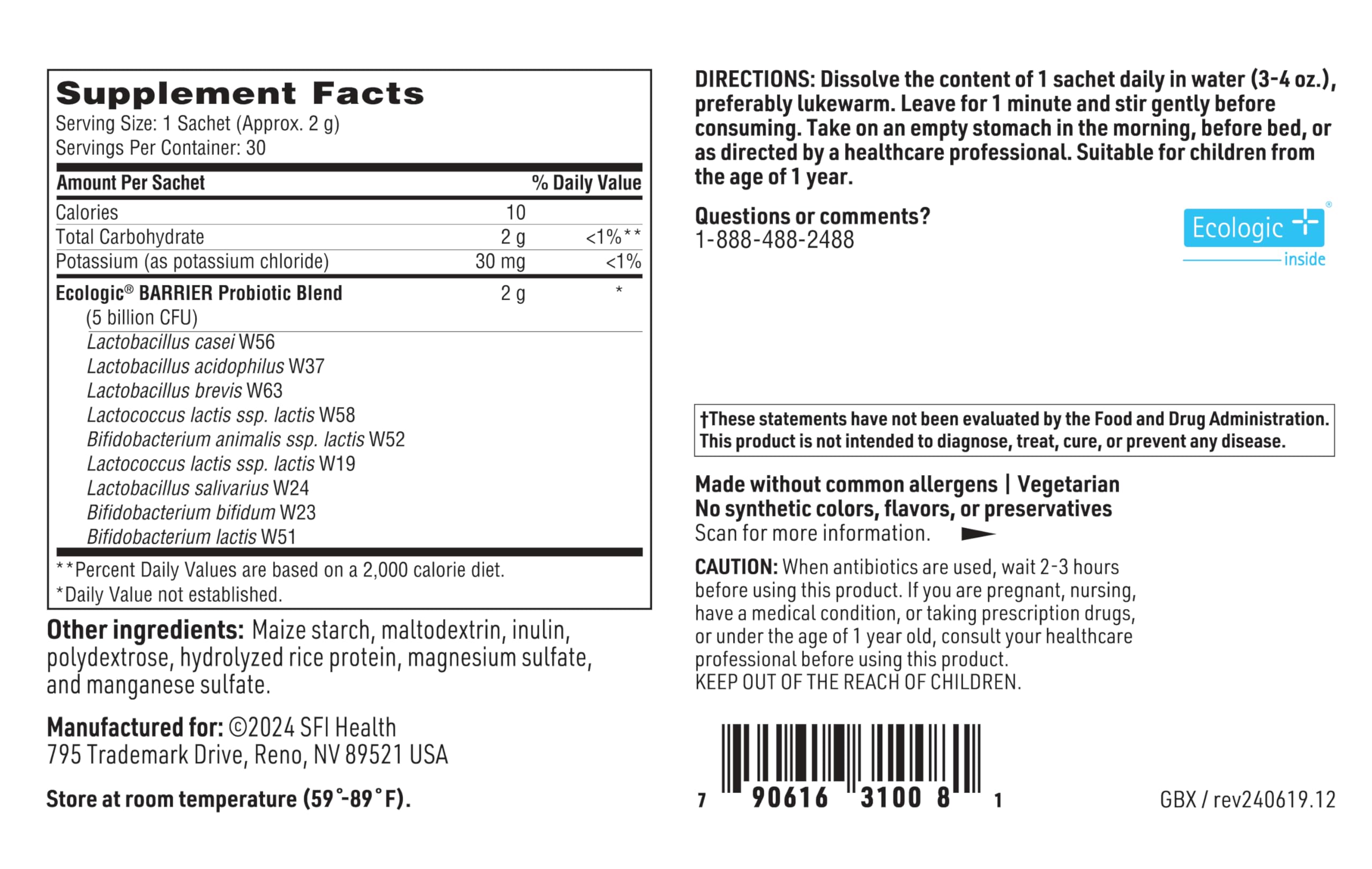 Probiotic powder stirred into a beverage for easy consumption.