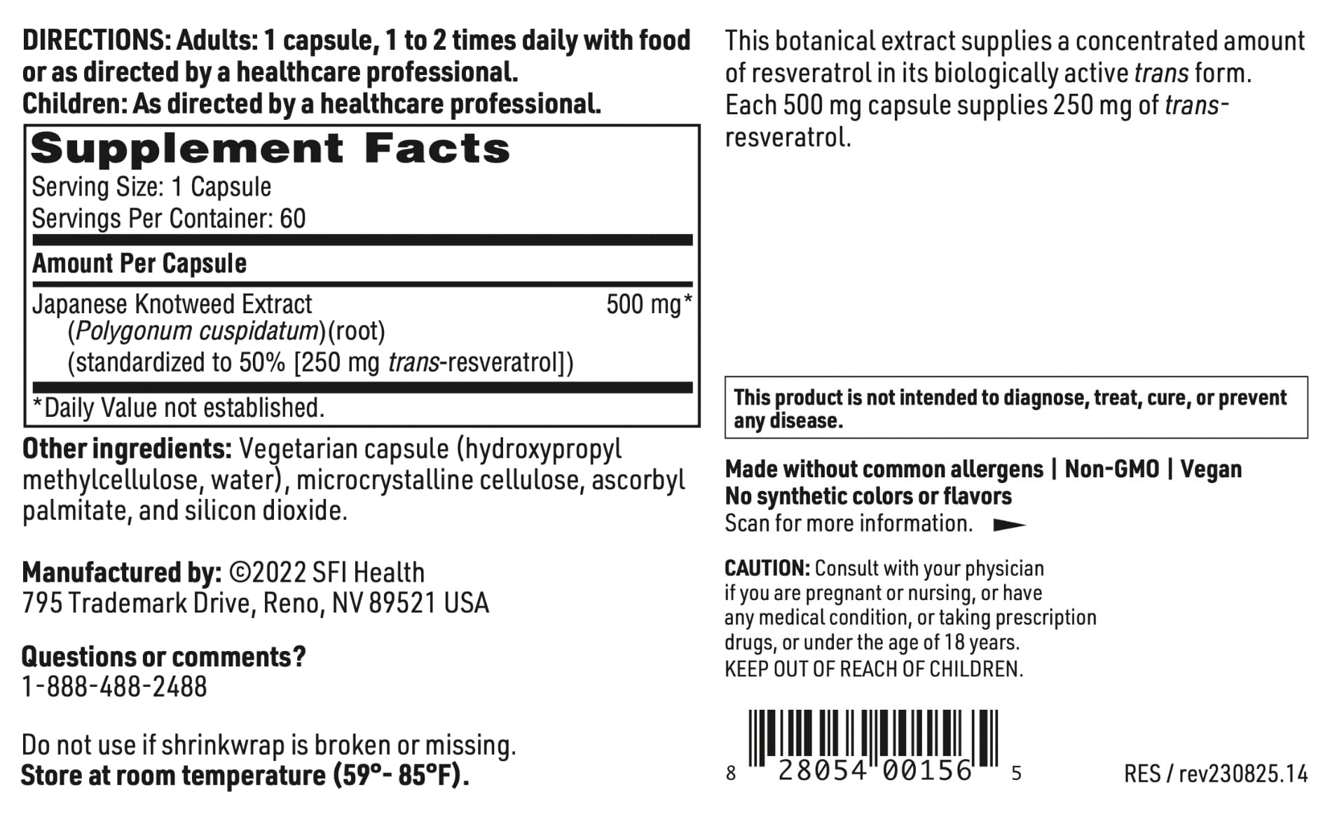 Japanese Knotweed root graphic notes up to 50% trans-resveratrol.