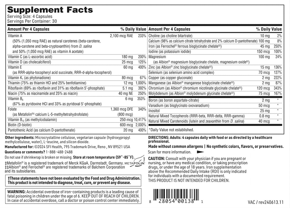SFI Health Klaire Labs VitalActiv active folate and B12 for bioavailability.