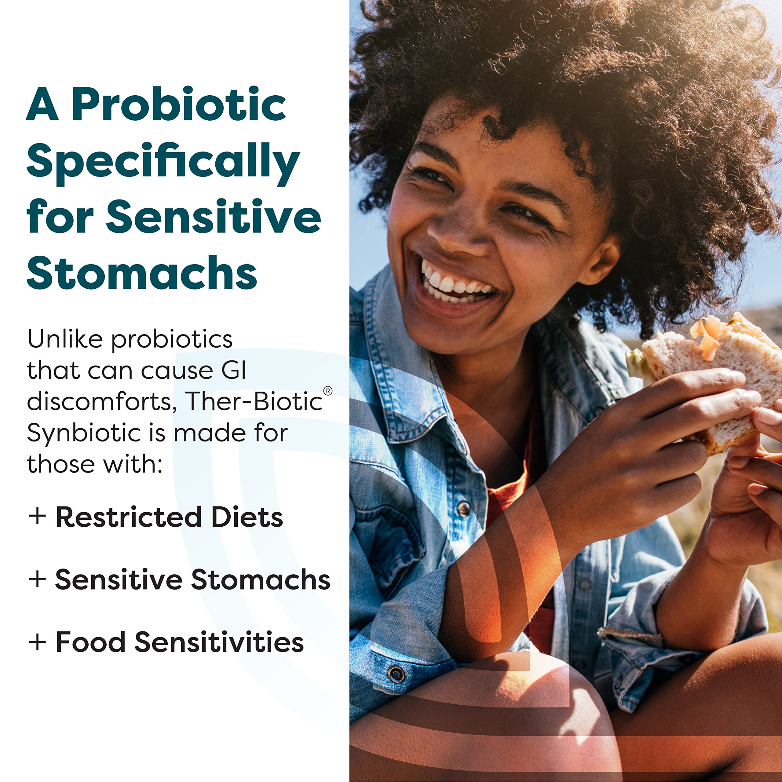 Sunfiber prebiotic graphic on label emphasizing low FODMAP option.