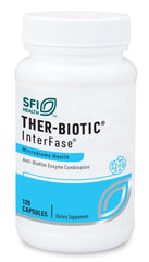 SFI Health Ther-Biotic InterFase bottle and capsules ready for daily digestive balance.