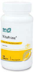 SFI Health VitaPrime bottle highlights iron-free multivitamin for daily wellness.