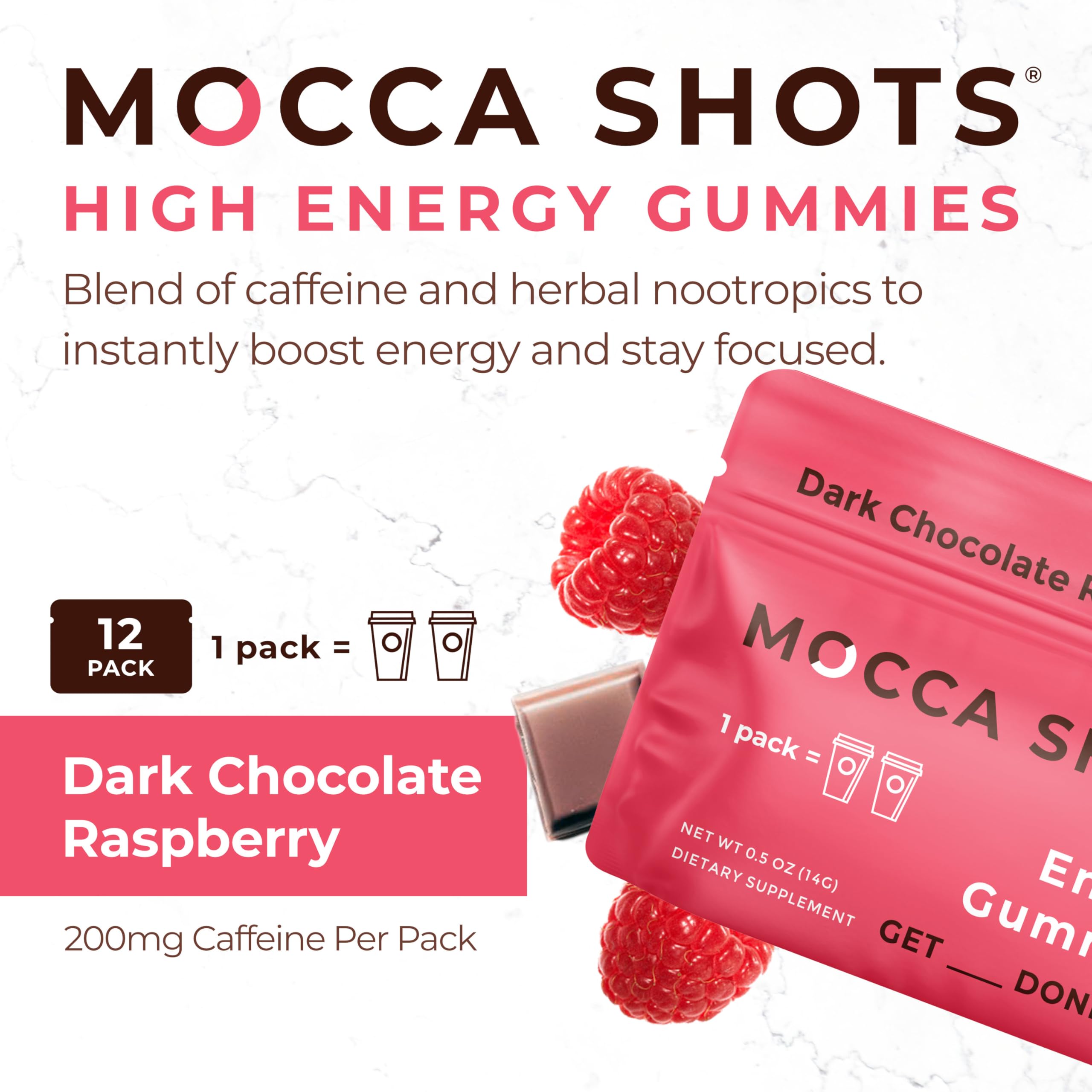 Gummies close-up in raspberry chocolate flavor highlighting fast absorption and enjoyment