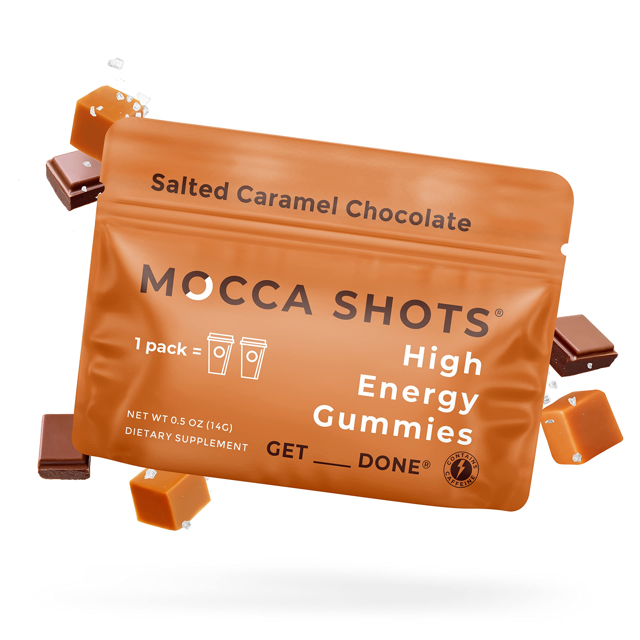 SGC Mocca Shots salted caramel packaging highlights flavor and convenient energy on the go