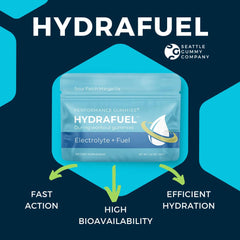 SGC HydraFuel ingredients label closeup highlights electrolytes and carbs.
