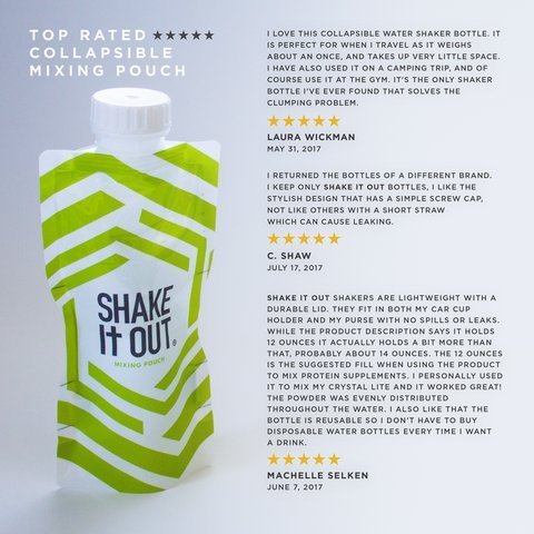 Shake It Out recyclable 7-pack packaging highlights eco-friendly convenience.