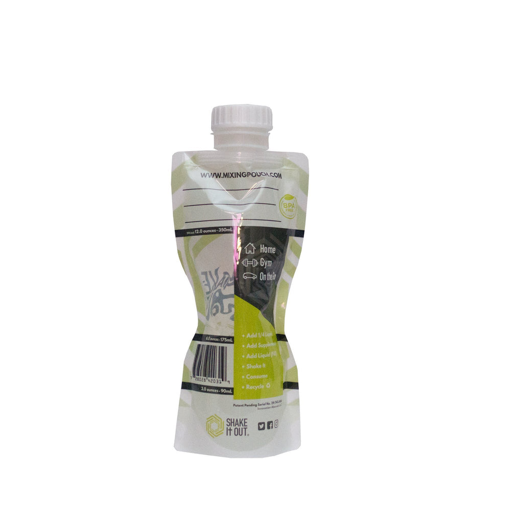 Shake It Out flat-folded empty bottle shows portable storage after workouts.