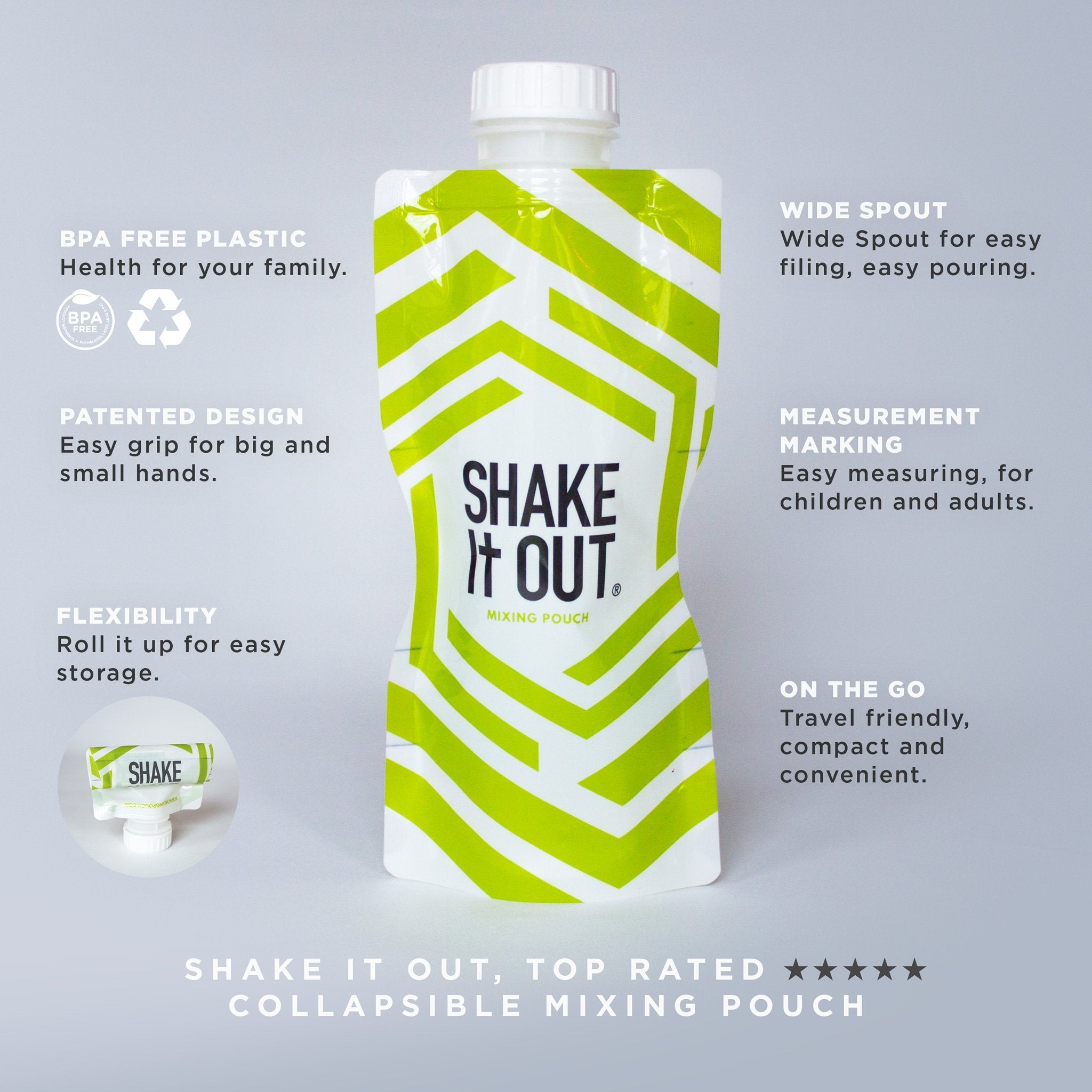 Shake It Out travel compact bottle is ideal for gym and outdoors.