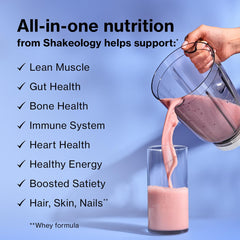 Shakeology digestive-superfood-blend: probiotics, prebiotics, enzymes for gut health.
