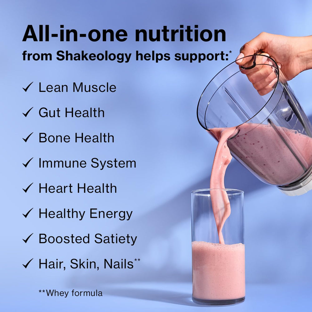 Shakeology superfood blend close-up highlights fiber-rich ingredients for gut-friendly nutrition.