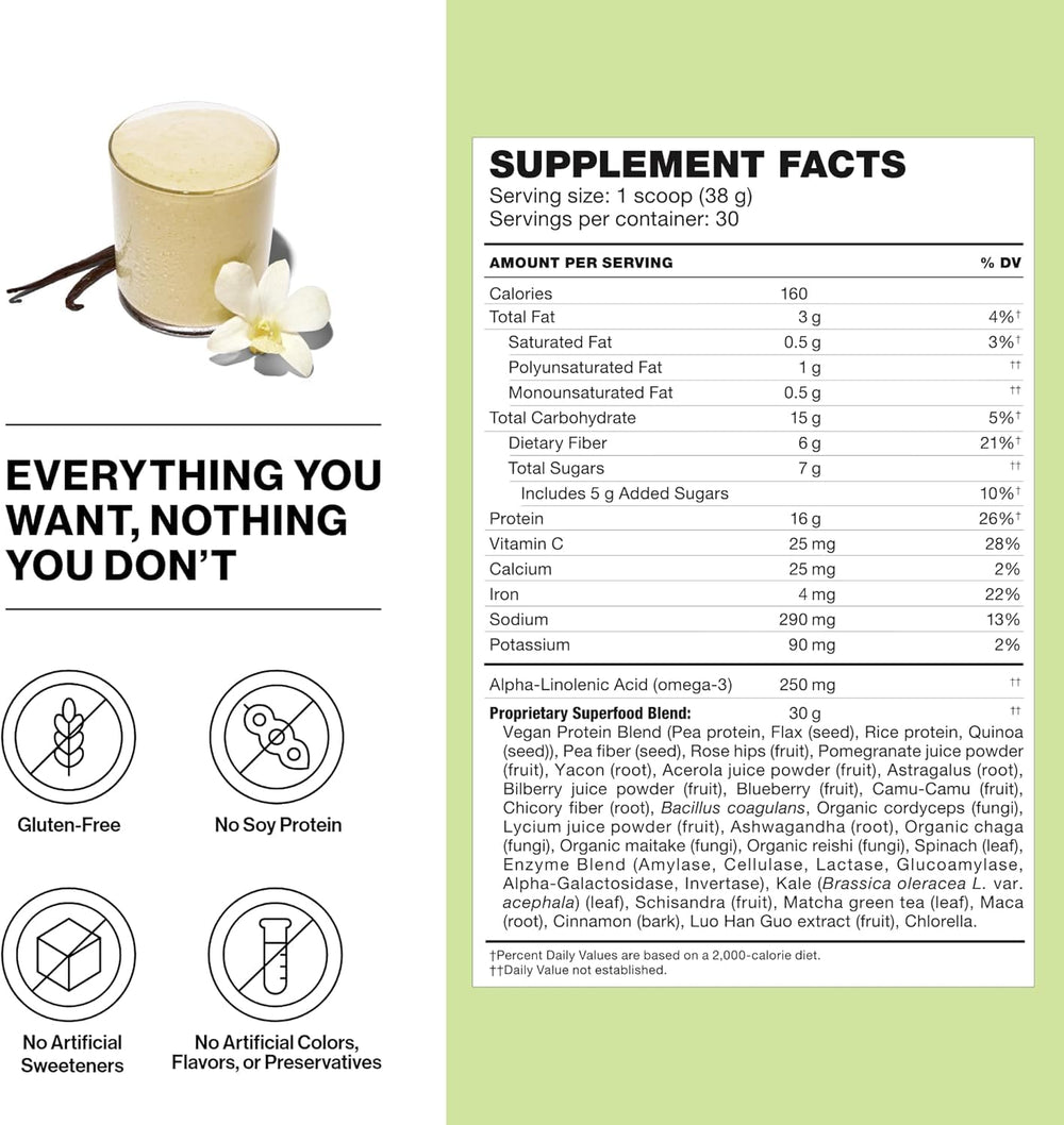 Shakeology Vanilla bottle pouring shake into a glass for convenient post-workout recovery