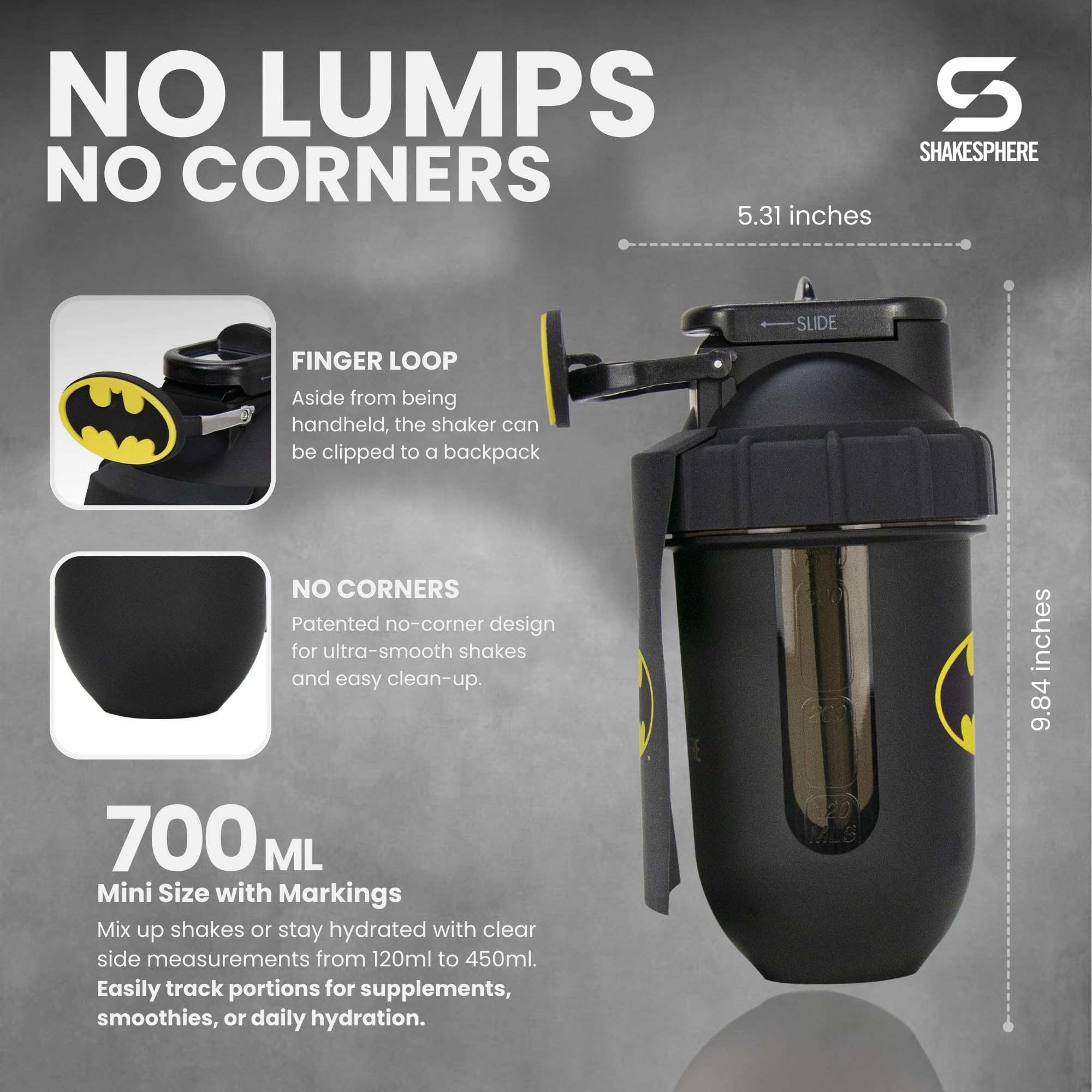 SHAKESPHERE Batman Edition cape accessory shown with emblem for display and cosplay cues.