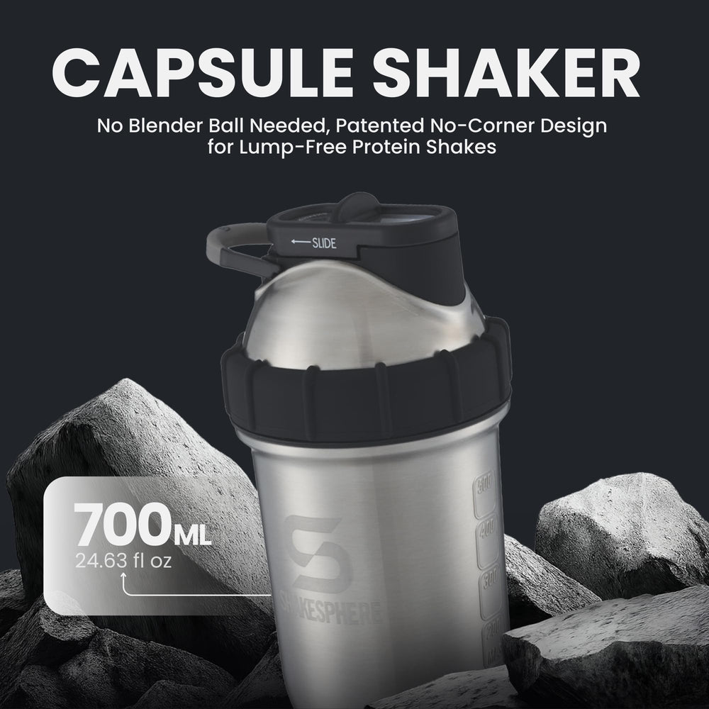 SHAKESPHERE double-walled insulated cup maintains hot or cold drinks during workouts