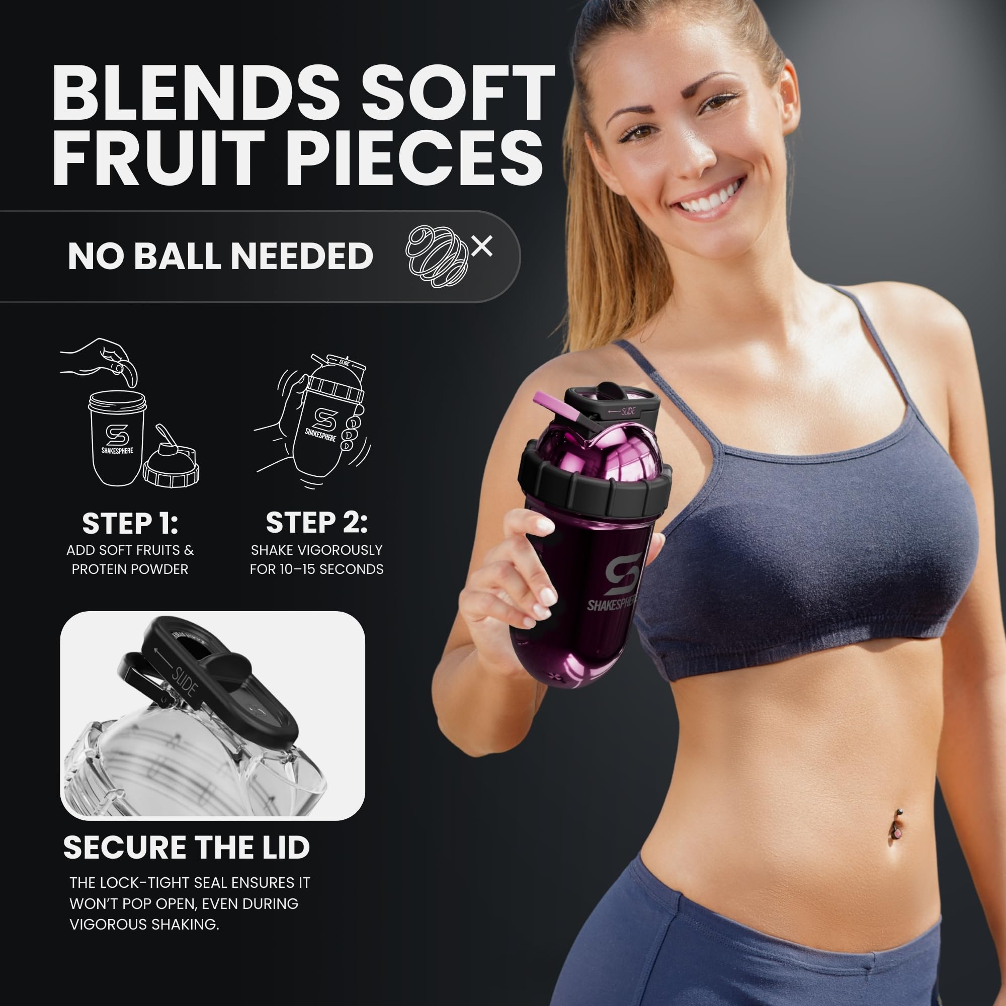 SHAKESPHERE durable gym shaker bottle designed for tough workouts.