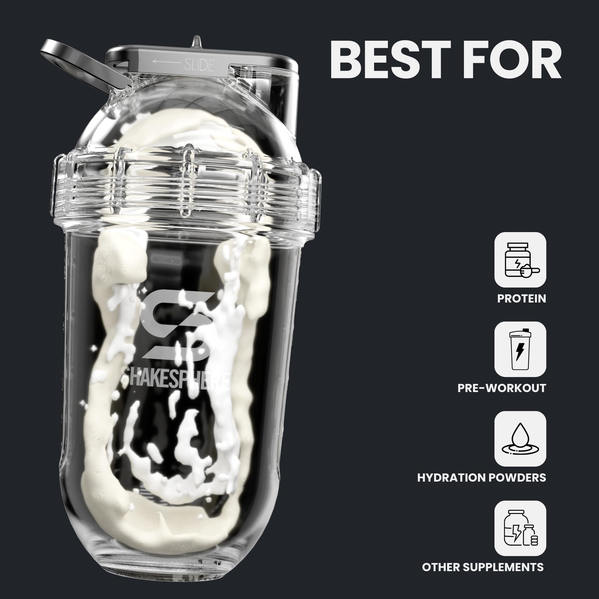 SHAKESPHERE versatile bottle for smoothies, shakes, and coffee on the go.