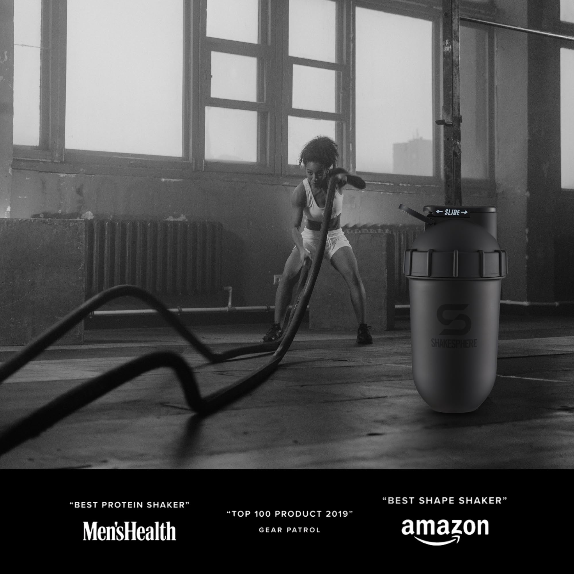 SHAKESPHERE matte black shaker adds subtle style to workouts.