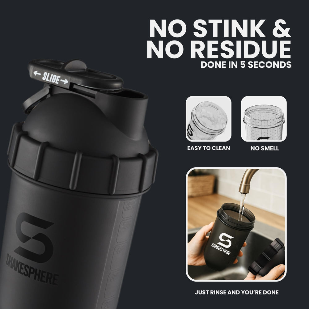 SHAKESPHERE odor-resistant container maintains freshness between uses.