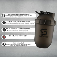 SHAKESPHERE blade-free-fruit-blending shows adding fruit for a refreshing post-workout drink.