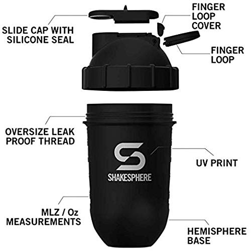 Leak-proof lid of SHAKESPHERE shaker bottle secures during workouts.