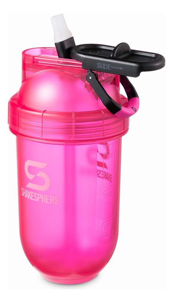 SHAKESPHERE Straw Shaker Bottle pink 400ml ready for on-the-go hydration.