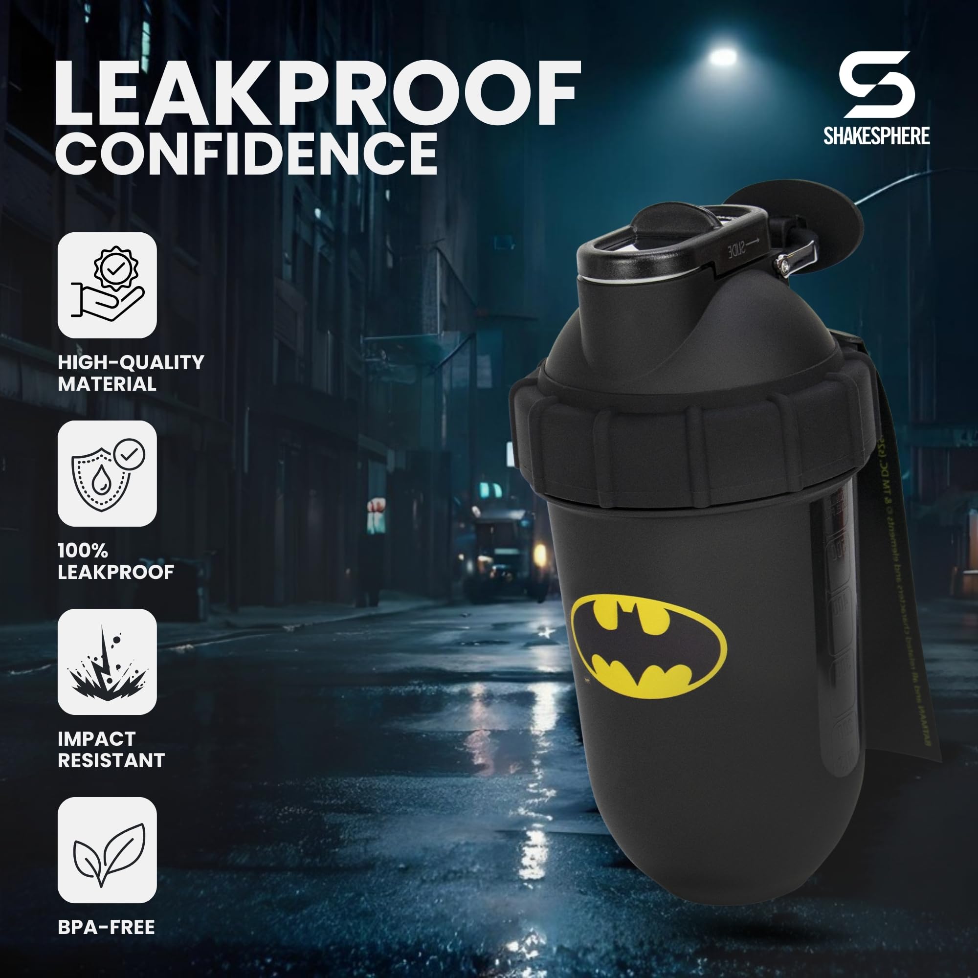 SHAKESPHERE Tritan 700ml shaker with crystal-clear body that resists odors after training.