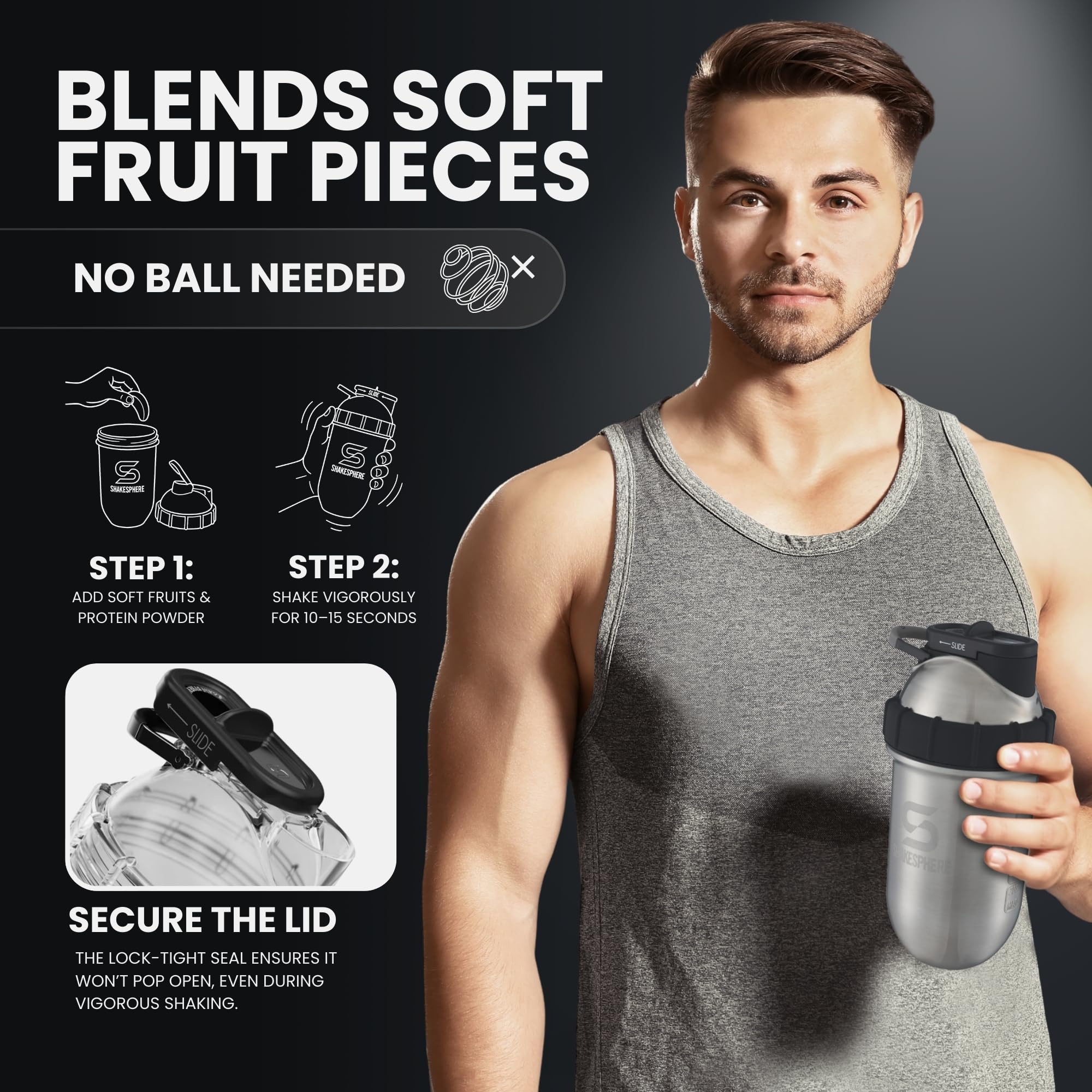 SHAKESPHERE versatile all-day use for smoothies, coffee, and recovery shakes