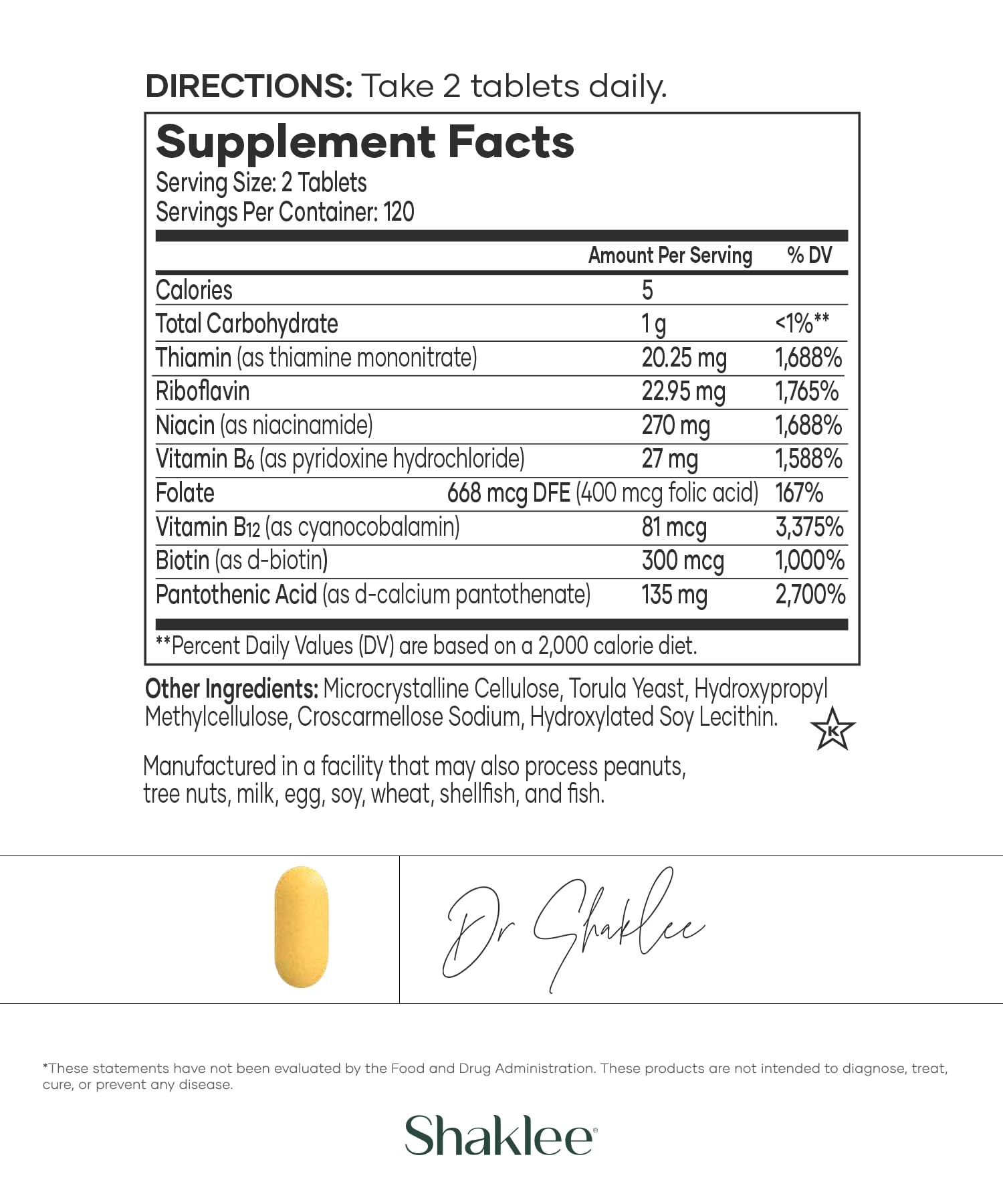 Shaklee B-Complex label on bottle highlights Bioactivated Absorption System for better uptake.