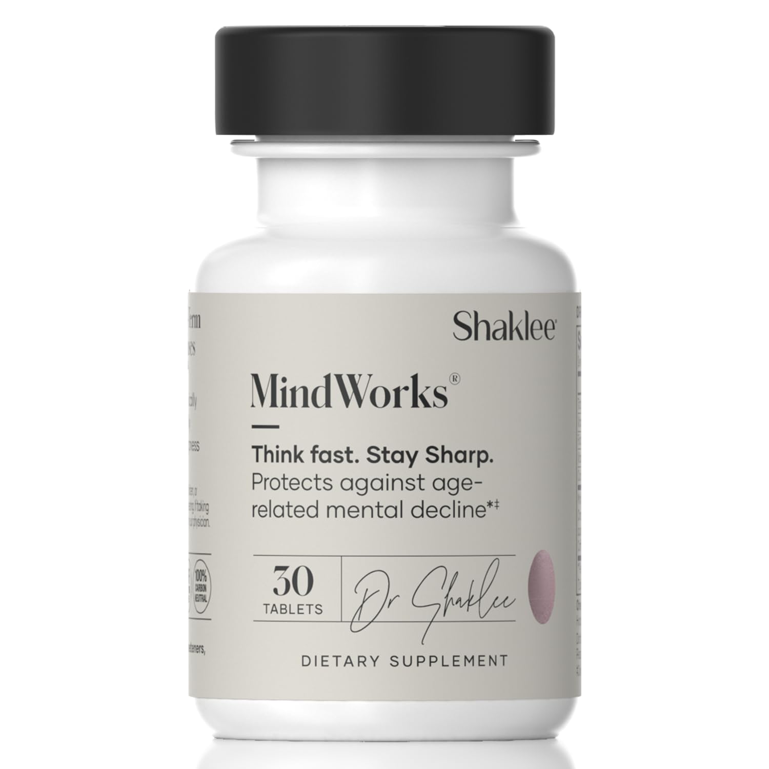 Shaklee MindWorks bottle front for daily focus support.