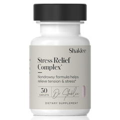 Shaklee Stress Relief Complex bottle front—promising daily calm and focused energy.